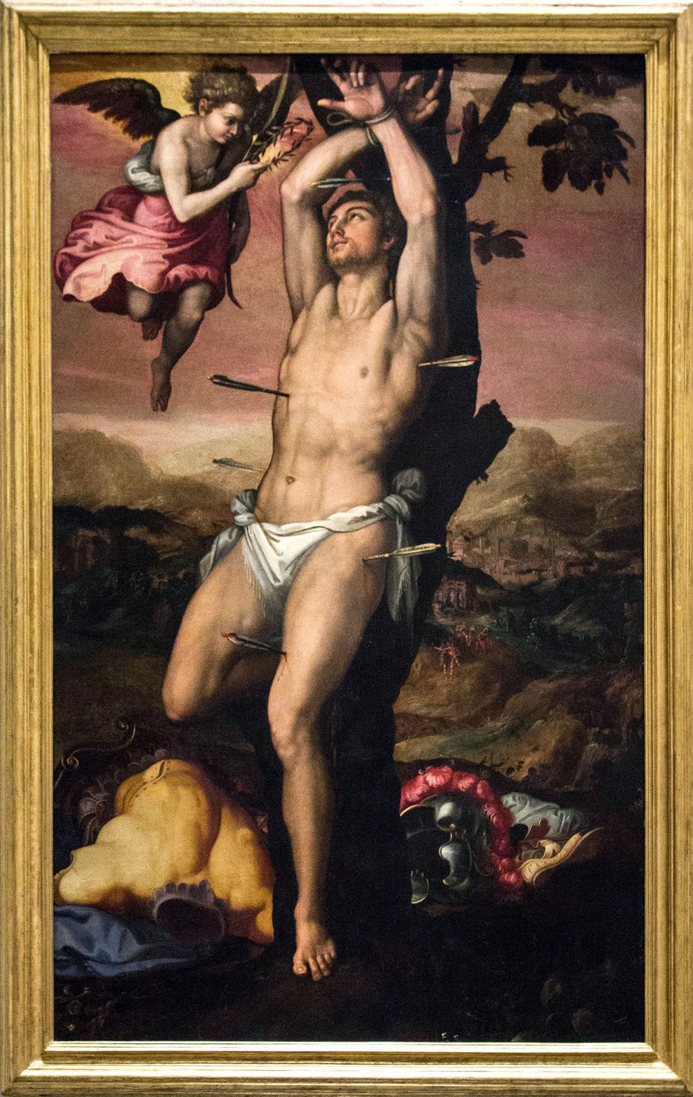 San Sebastiano riceve la corona e la palma del martirio